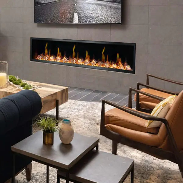 Litedeer Homes Latitude 45" Ultra Slim Built-in Electric Fireplace With Acrylic Crushed Ice Rocks - ZEF45XC