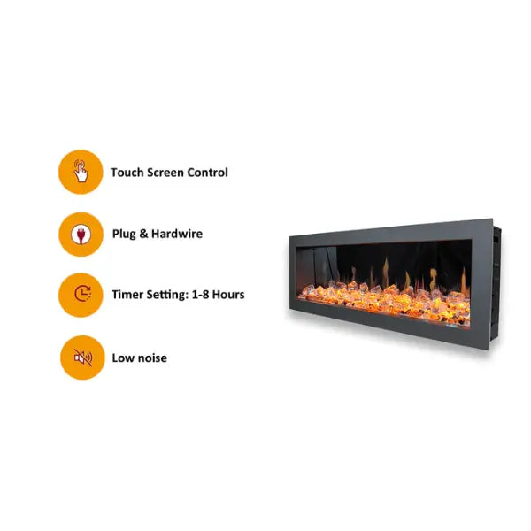 Litedeer Homes Latitude 45" Ultra Slim Built-in Electric Fireplace With Acrylic Crushed Ice Rocks - ZEF45XC