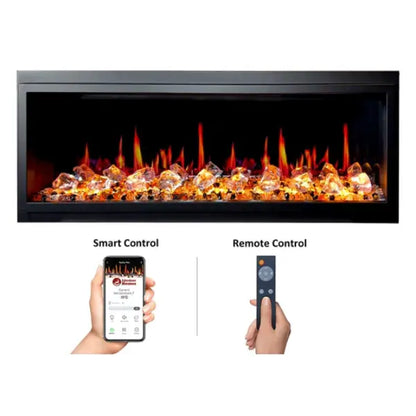 Litedeer Homes Latitude 45" Ultra Slim Built-in Electric Fireplace With Acrylic Crushed Ice Rocks - ZEF45XC