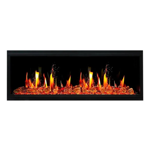 Litedeer Homes Latitude 55" Black Ultra Slim Built-in Linear Smart Electric Fireplace With Luster Copper Reflective Fire Glass - ZEF55VA