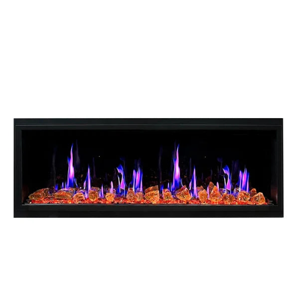 Litedeer Homes Latitude 55" Black Ultra Slim Built-in Linear Smart Electric Fireplace With Luster Copper Reflective Fire Glass - ZEF55VA