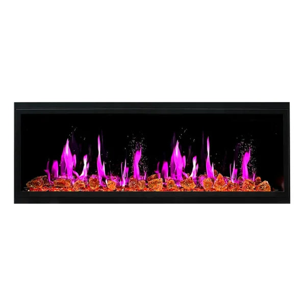 Litedeer Homes Latitude 55" Black Ultra Slim Built-in Linear Smart Electric Fireplace With Luster Copper Reflective Fire Glass - ZEF55VA