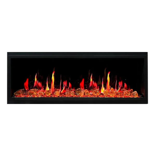 Litedeer Homes Latitude II 58" Seamless Push-in Electric Fireplace With Luster Copper Reflective Fire Glass - ZEF58VA