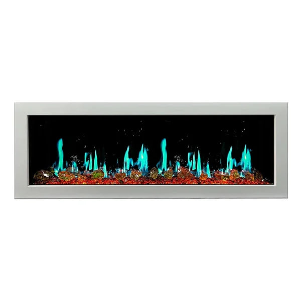 Litedeer Homes Latitude II 58" Seamless Push-in Electric Fireplace With Luster Copper Reflective Fire Glass - ZEF58VA