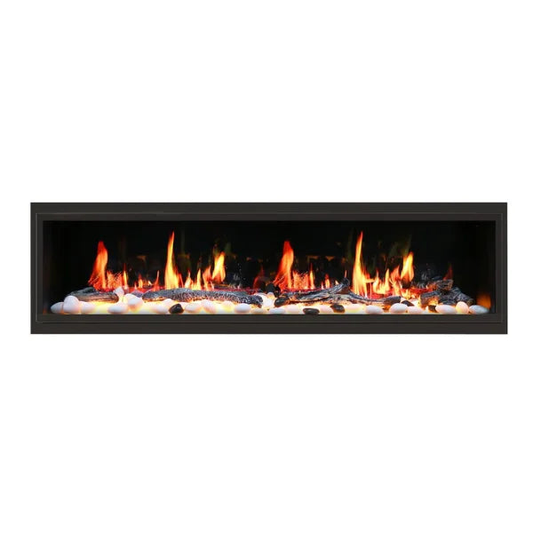 Litedeer Homes Latitude 65" Black Ultra Slim Built-in Linear Smart Electric Fireplace With Driftwood Log & River Rock - ZEF65X