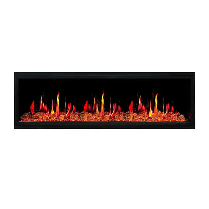 Litedeer Homes Latitude 65" Black Ultra Slim Built-in Linear Smart Electric Fireplace With Luster Copper Reflective Fire Glass - ZEF65XA