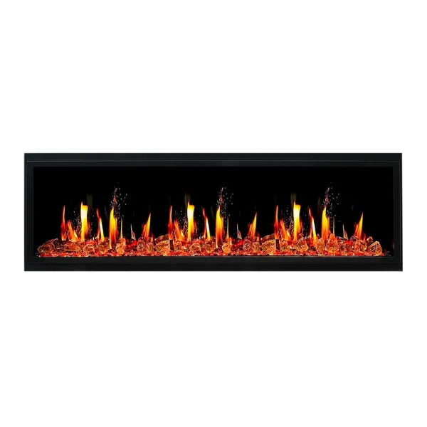 Litedeer Homes Latitude 65" Black Ultra Slim Built-in Linear Smart Electric Fireplace With Luster Copper Reflective Fire Glass - ZEF65XA