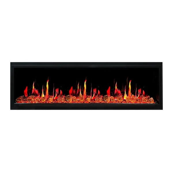 Litedeer Homes Latitude 65" Black Ultra Slim Built-in Linear Smart Electric Fireplace With Luster Copper Reflective Fire Glass - ZEF65XA