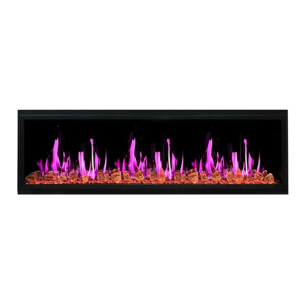 Litedeer Homes Latitude 65" Black Ultra Slim Built-in Linear Smart Electric Fireplace With Luster Copper Reflective Fire Glass - ZEF65XA