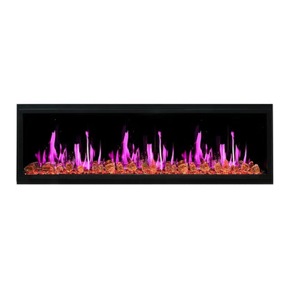 Litedeer Homes Latitude 65" Black Ultra Slim Built-in Linear Smart Electric Fireplace With Luster Copper Reflective Fire Glass - ZEF65XA