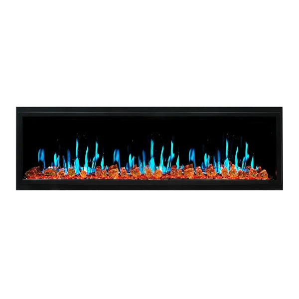 Litedeer Homes Latitude 65" Black Ultra Slim Built-in Linear Smart Electric Fireplace With Luster Copper Reflective Fire Glass - ZEF65XA