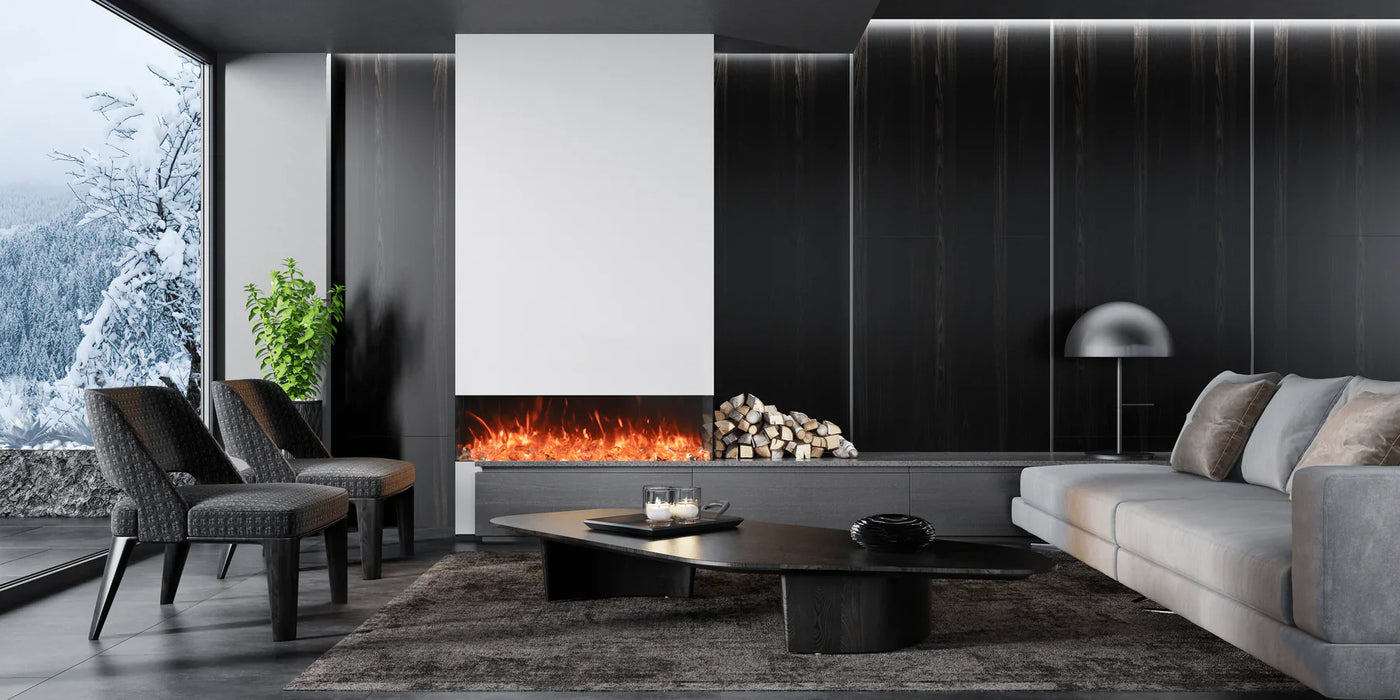 Amantii Tru View Bespoke 85" Indoor Outdoor 3 Sided Electric Fireplace | TRV-85-BESPOKE