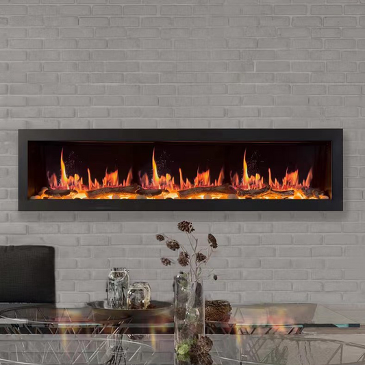 Litedeer Latitude II 78" Push-In Contemporary Smart Linear Vent-Free Built-In Electric Fireplace ZEF78V