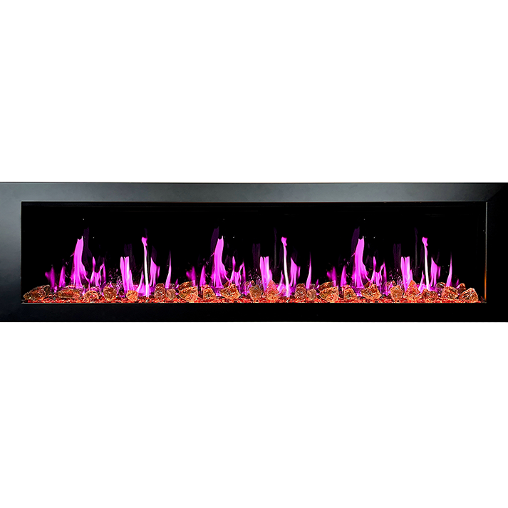 Litedeer Latitude II 78" Vent-Free Seamless Push-In Electric Fireplace with Reflective Fire Glass (Luster Copper) ZEF78VA