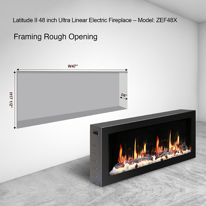Litedeer Latitude II 48" Seamless Push-in Smart Electric Fireplace ZEF48X