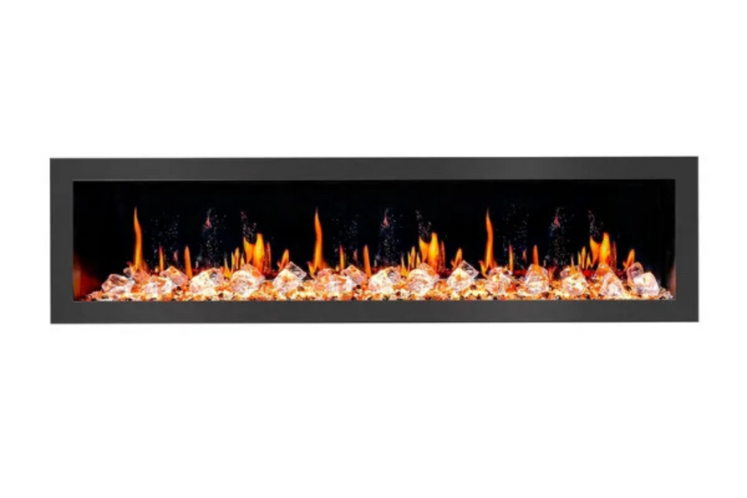 Litedeer Latitude II 78" Vent-Free Seamless Push-In Electric Fireplace with Acrylic Crushed Ice Rocks ZEF78VC