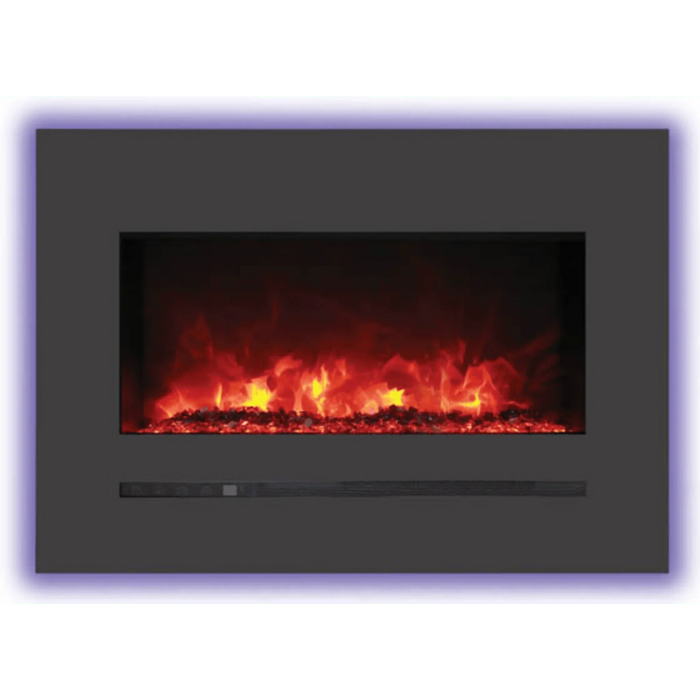 Amantii Sierra Flame Linear Series 26" Wall Mount or Flush Mount Electric Fireplace With Steel Surround & Glass Media | WM-FML-26-3223-STL