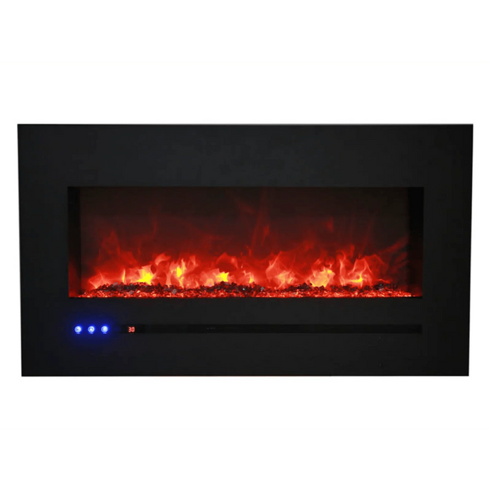 Amantii Sierra Flame Linear Series 26" Wall Mount or Flush Mount Electric Fireplace With Steel Surround & Glass Media | WM-FML-26-3223-STL