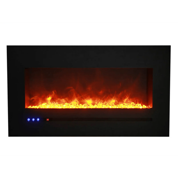 Amantii Sierra Flame Linear Series 26" Wall Mount or Flush Mount Electric Fireplace With Steel Surround & Glass Media | WM-FML-26-3223-STL