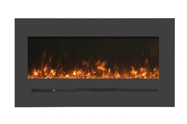 Amantii Sierra Flame Linear Series 48" Wall Mount or Flush Mount Electric Fireplace With Steel Surround & Glass Media | WM-FML-48-5523-STL