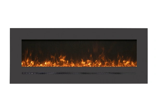 Amantii Sierra Flame Linear Series 72" Wall Mount or Flush Mount Electric Fireplace With Steel Surround & Glass Media | WM-FML-72-7823-STL