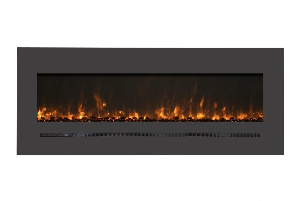 Amantii Sierra Flame Linear Series 88" Wall Mount or Flush Mount Electric Fireplace With Steel Surround & Glass Media | WM-FML-88-9623-STL