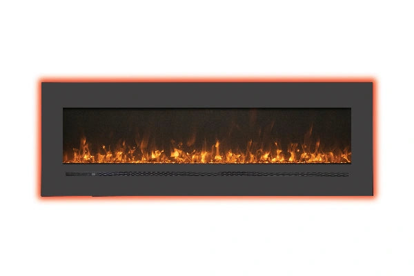 Amantii Sierra Flame Linear Series 72" Wall Mount or Flush Mount Electric Fireplace With Steel Surround & Glass Media | WM-FML-72-7823-STL