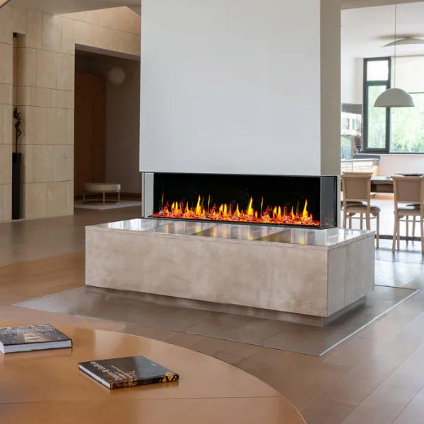 Litedeer Homes WarmCastle 60" 3-Side Smart Control Electric Fireplace With Crystal Media, Pre-order Only - ZEF60T