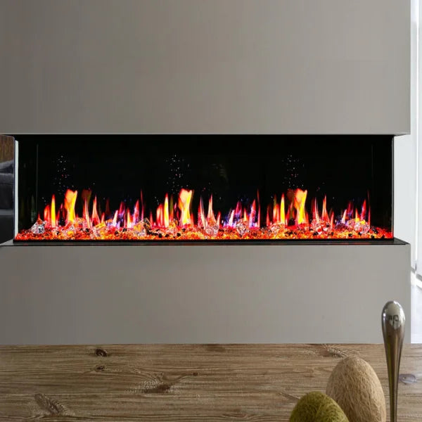 Litedeer Homes WarmCastle 60" 3-Side Smart Control Electric Fireplace With Crystal Media, Pre-order Only - ZEF60T