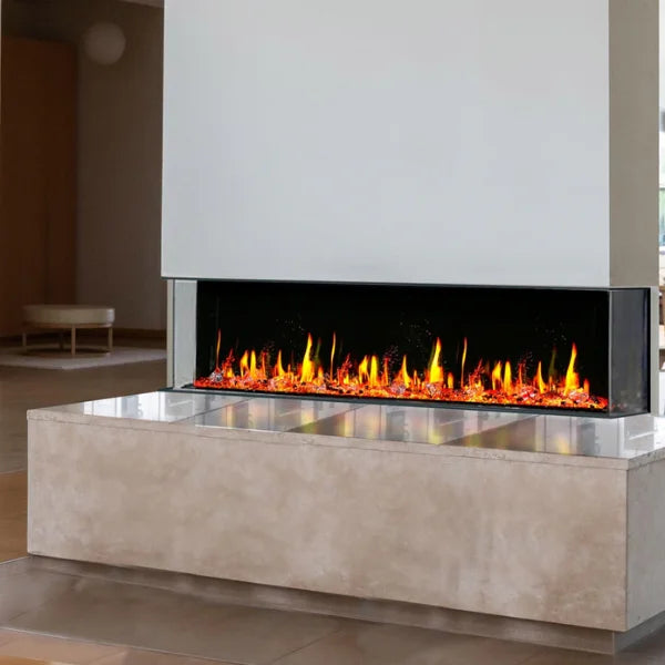 Litedeer Homes WarmCastle 60" 3-Side Smart Control Electric Fireplace With Crystal Media, Pre-order Only - ZEF60T