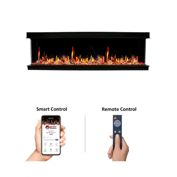 Litedeer Homes WarmCastle 60" 3-Side Smart Control Electric Fireplace With Crystal Media, Pre-order Only - ZEF60T