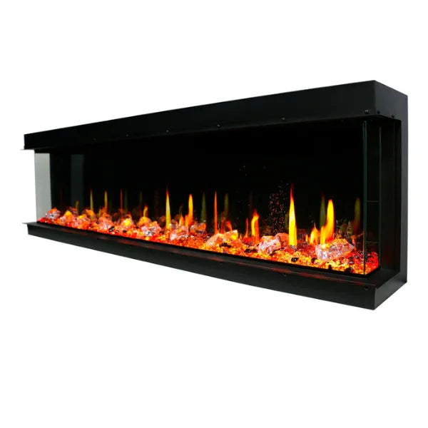 Litedeer Homes WarmCastle 60" 3-Side Smart Control Electric Fireplace With Crystal Media, Pre-order Only - ZEF60T