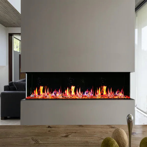 Litedeer Homes WarmCastle 72" 3-Side Smart Control Electric Fireplace With Crystal Media, Pre-order Only - ZEF72T