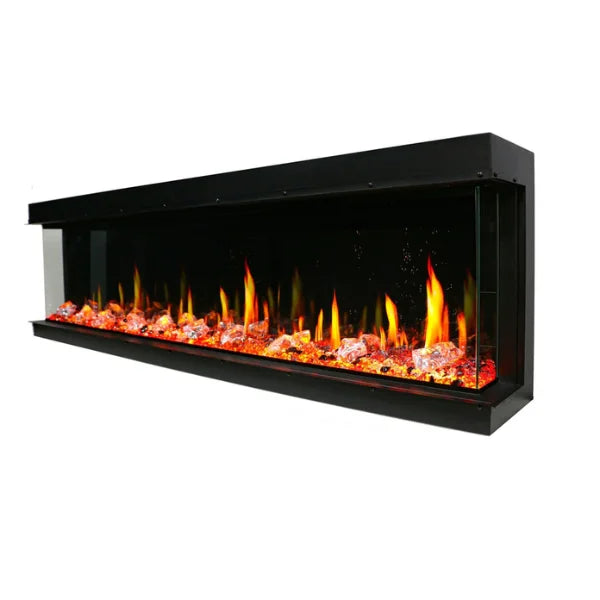 Litedeer Homes WarmCastle 72" 3-Side Smart Control Electric Fireplace With Crystal Media, Pre-order Only - ZEF72T